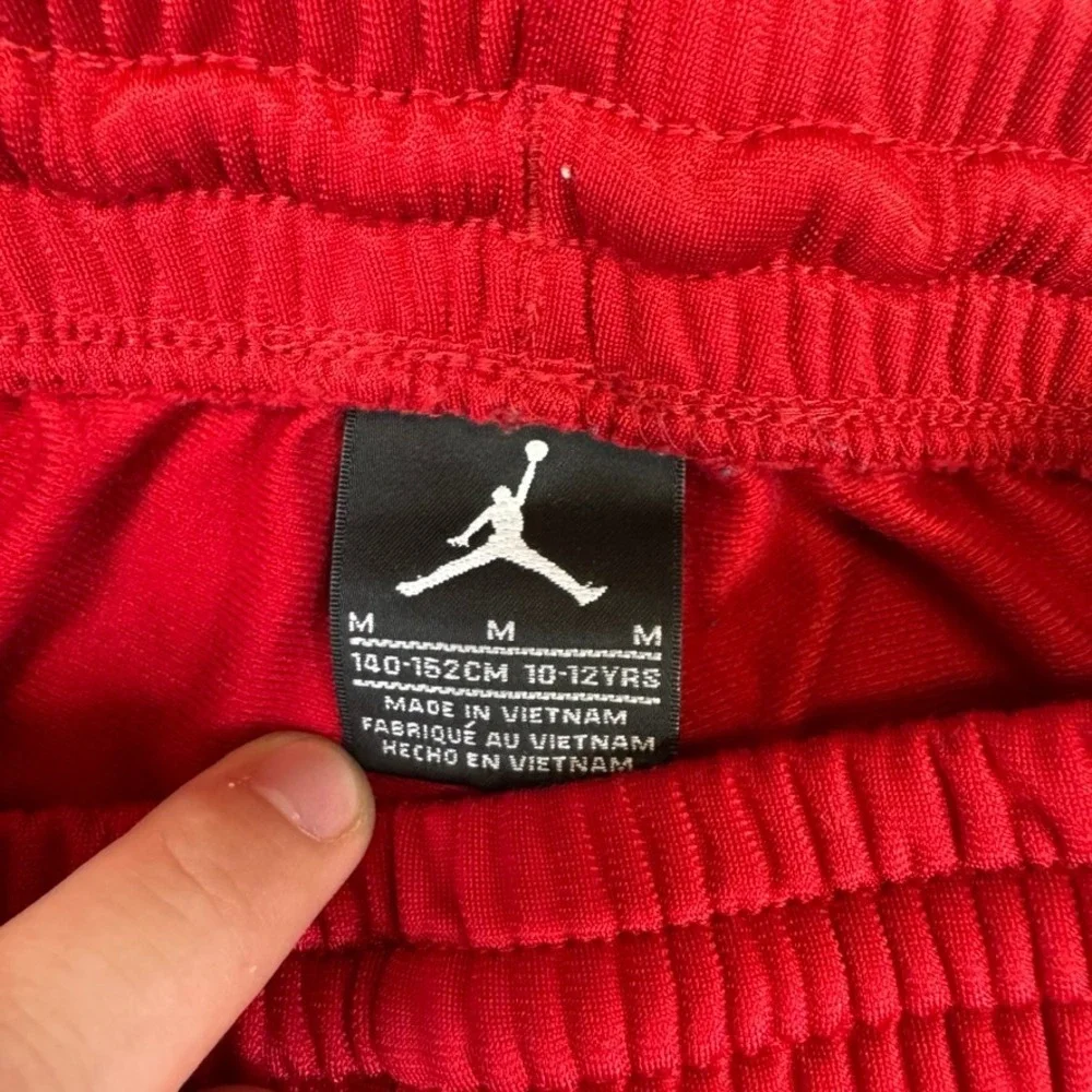 Jordan Jumpman Boys Red Track Pants Joggers Tape Logo M 10-12Y